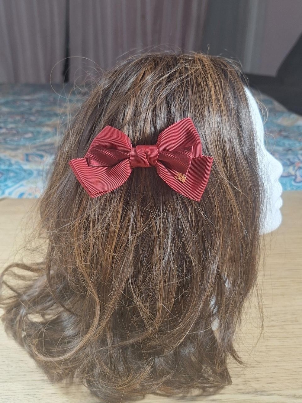 Innocent World Burgundy Layered Hair Bow Clip | Classic Lolita